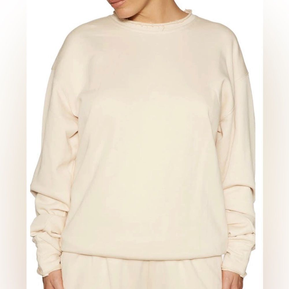 Naked Wardrobe Cotton Blend Oversized Sweatshirt in Nude / Cream Medium NWT